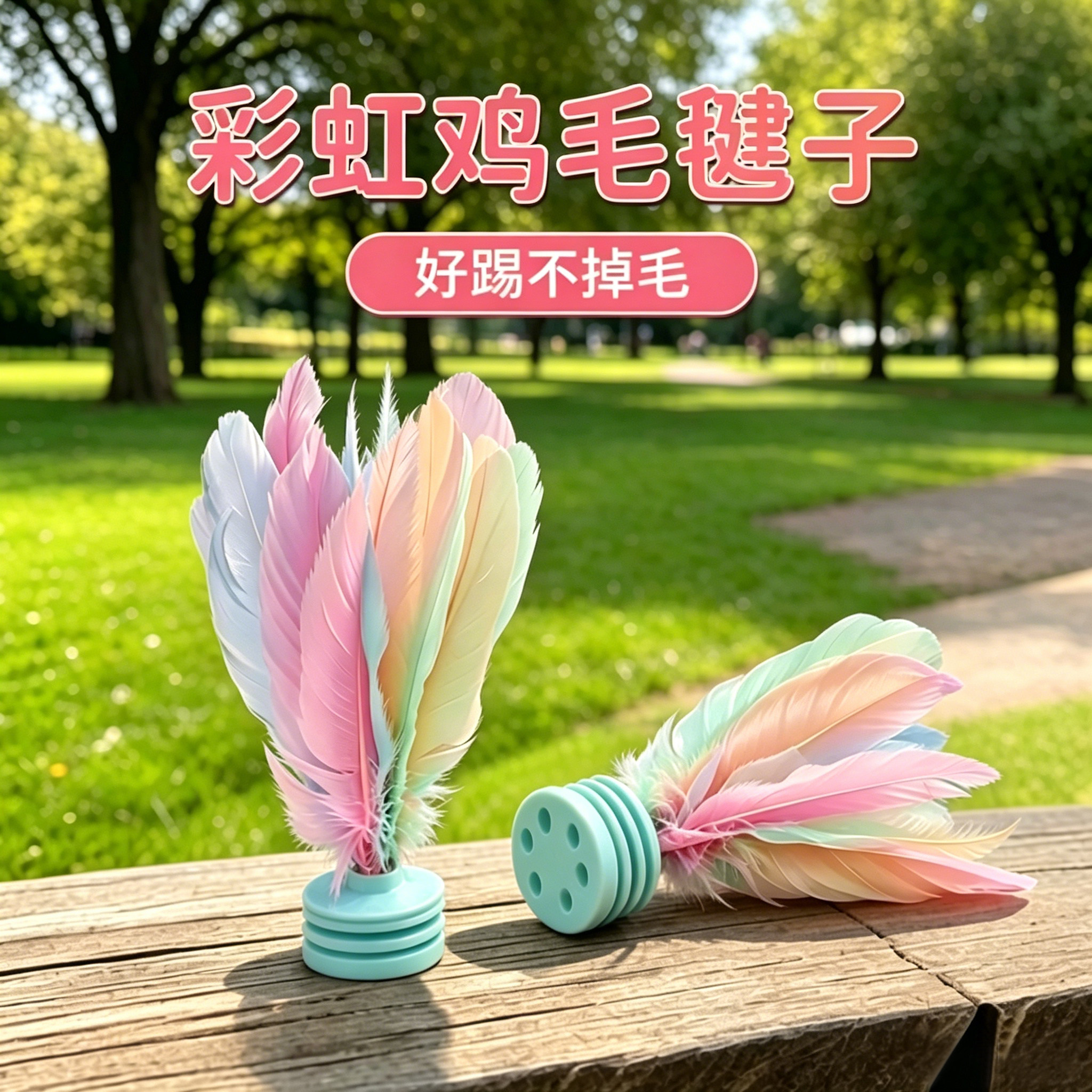 彩虹毽子儿童小学生幼儿园踢毽子鸡毛腱耐踢羽毛毽运动比赛专用
