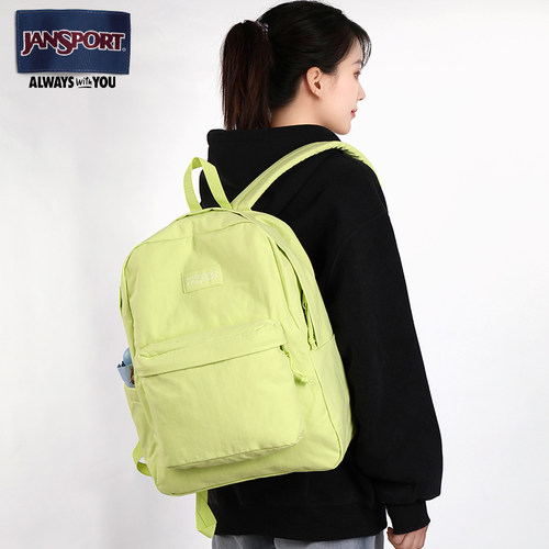 JanSport双肩包25年新款苹果绿学生书包时尚通勤电脑包轻便旅行包