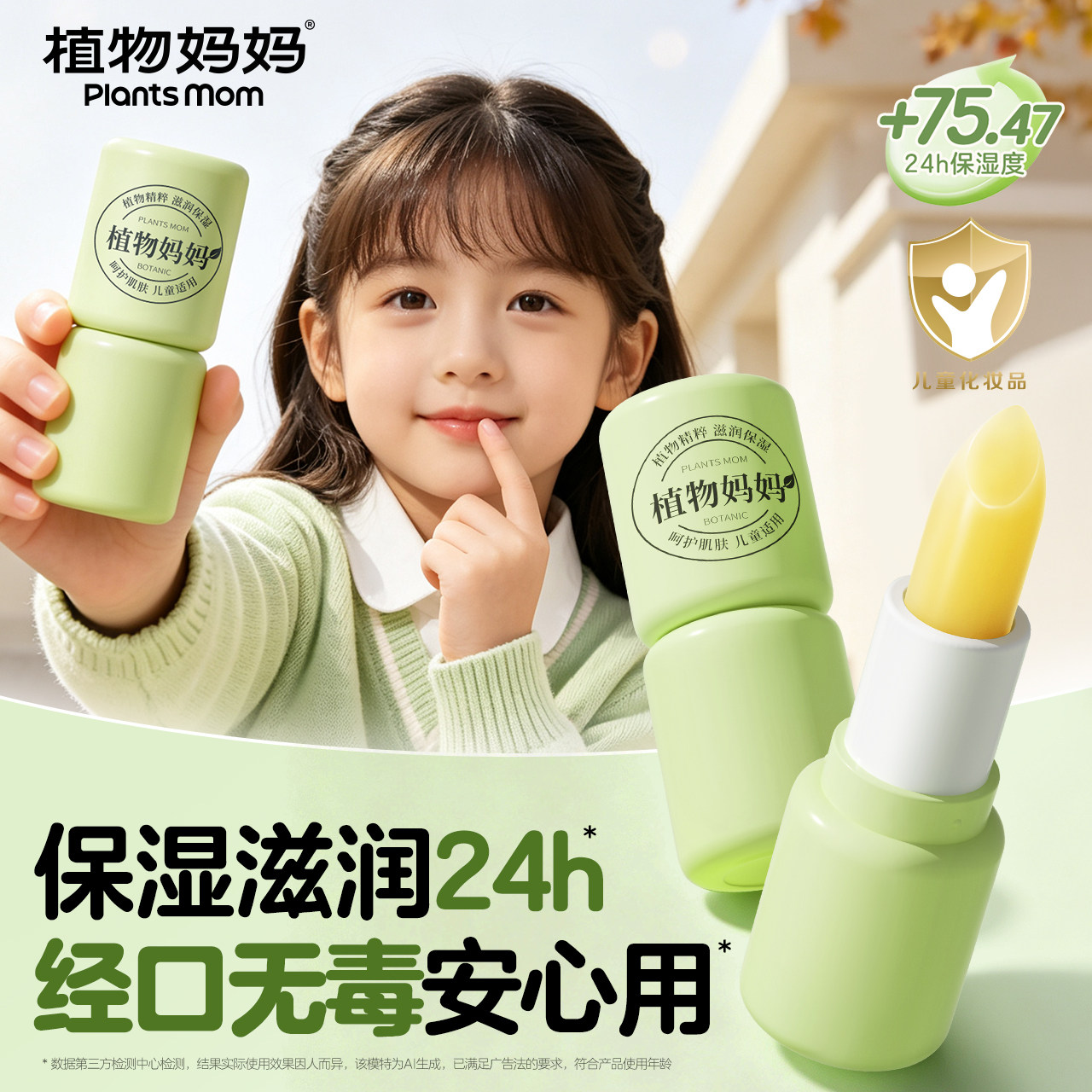 植物妈妈儿童唇膏小女孩专用润唇膏婴儿宝宝男孩女童学生滋润正品