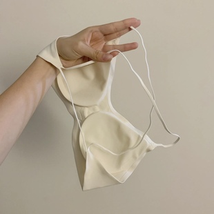 薄款 小胸聚拢细肩带内衣女夏季 无钢圈防走光无痕透气交叉美背文胸
