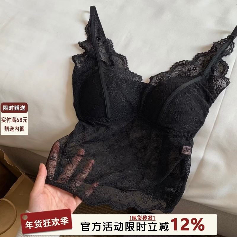 纯欲性感蕾丝带胸垫吊带背心内衣女叠穿内搭打底美背一体式文胸罩,女士内衣/男士内衣/家居服,文胸,淘宝优惠券,粉丝福利购,淘宝优惠卷