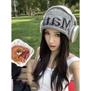 针织毛线帽女2025秋冬新款显脸小休闲复古防寒堆堆月子冷帽大头围