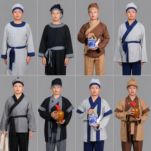 古代店小二服装圆领商贩百姓工服