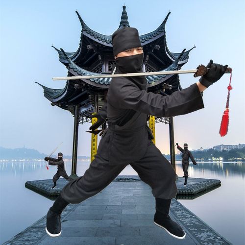 套装黑色棉麻蒙面人夜行衣