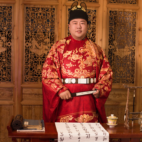 明制圆领袍男士中式婚服主持服装