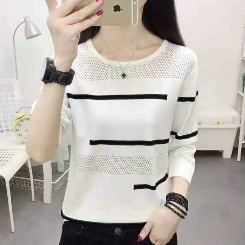 Erotic Pierced stripes sweater have cash less than that is registered in the accounts Sweater 2020 new pattern Korean Edition Easy Thin section Base coat jacketin the Women's clothing/Boutique , Wool sweater  category - from Buy2taobao.com to provide professional Taobao agent buy service
