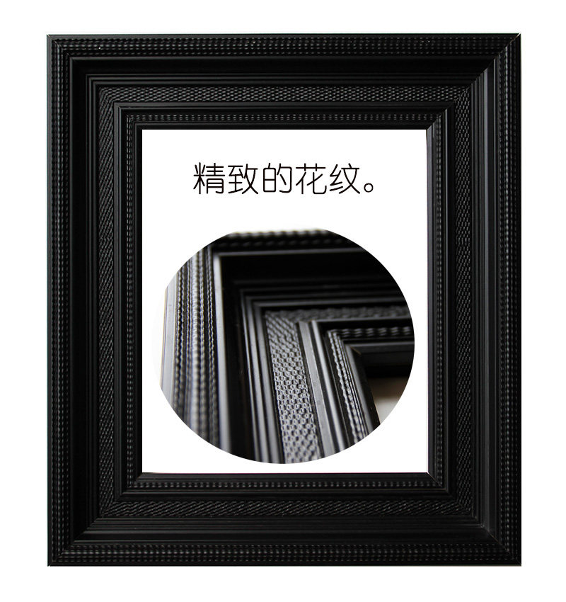 纯黑色油画框装裱实木展框木框