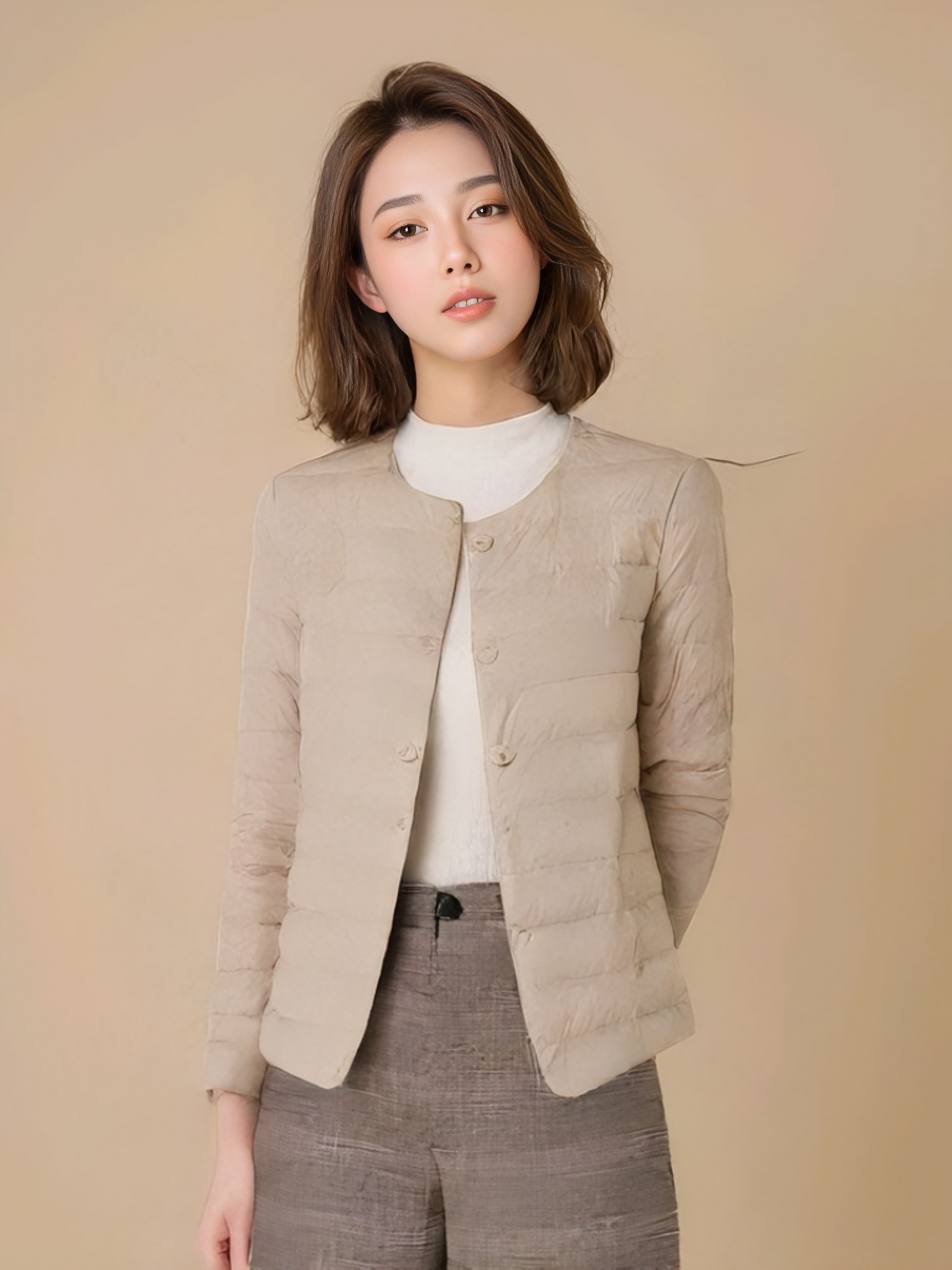 la samanna佟丽娅明星同款轻薄羽绒服短款女2025冬新款修身高级感