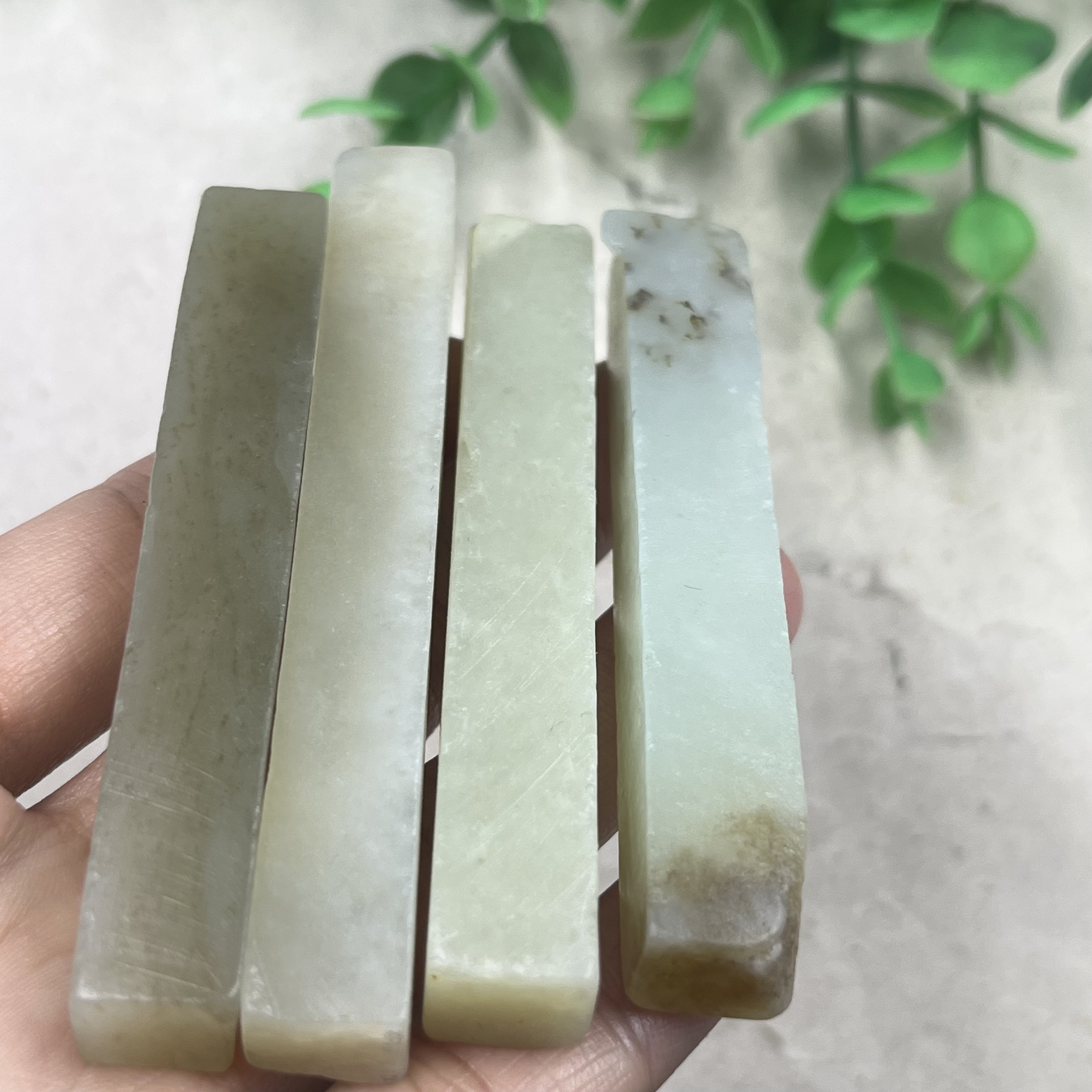 4件价新疆和田玉白玉印章边角料长条 镇尺下脚料玉石料DIY包邮t