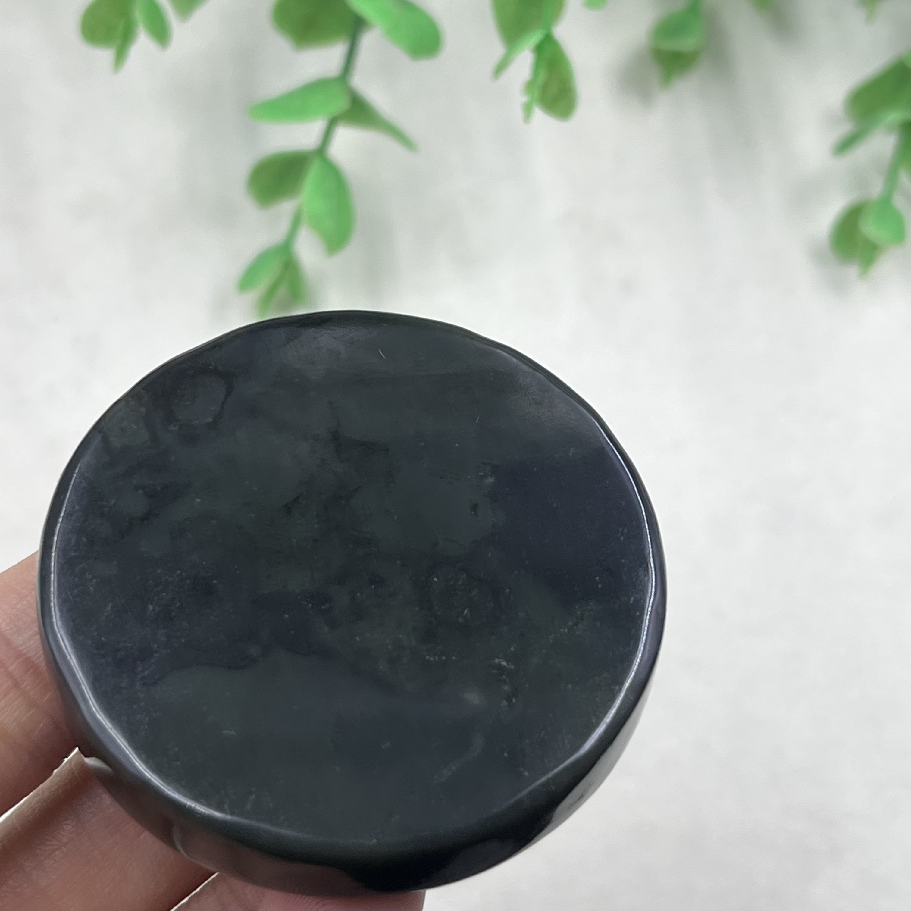 新疆和田玉聚墨青花意境圆牌平安牌特色如意玉坠包邮带证书56克