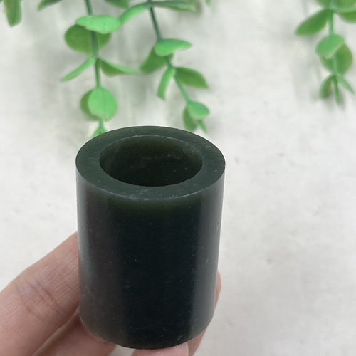 新疆和田玉青玉且末高筒扳指戒指边角料圈口 21指环圆圈戒圈包邮t