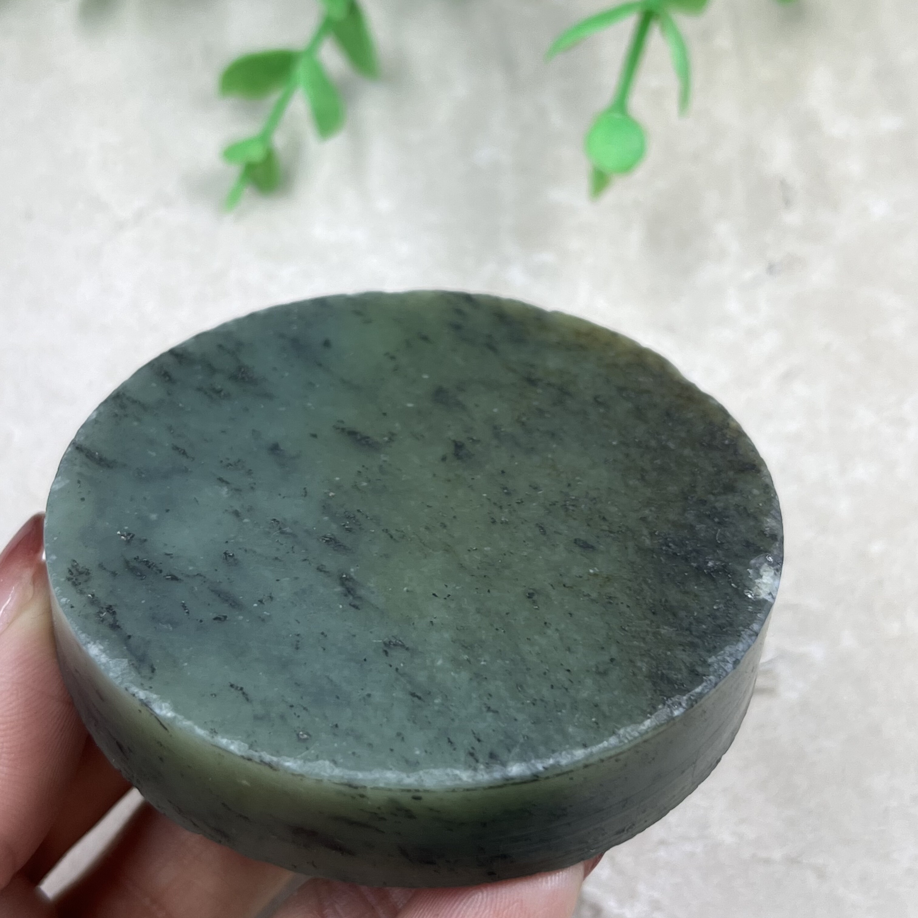 新疆和田玉青花籽手镯芯边角料玉石下脚料圆牌DIY扳指包邮108克t