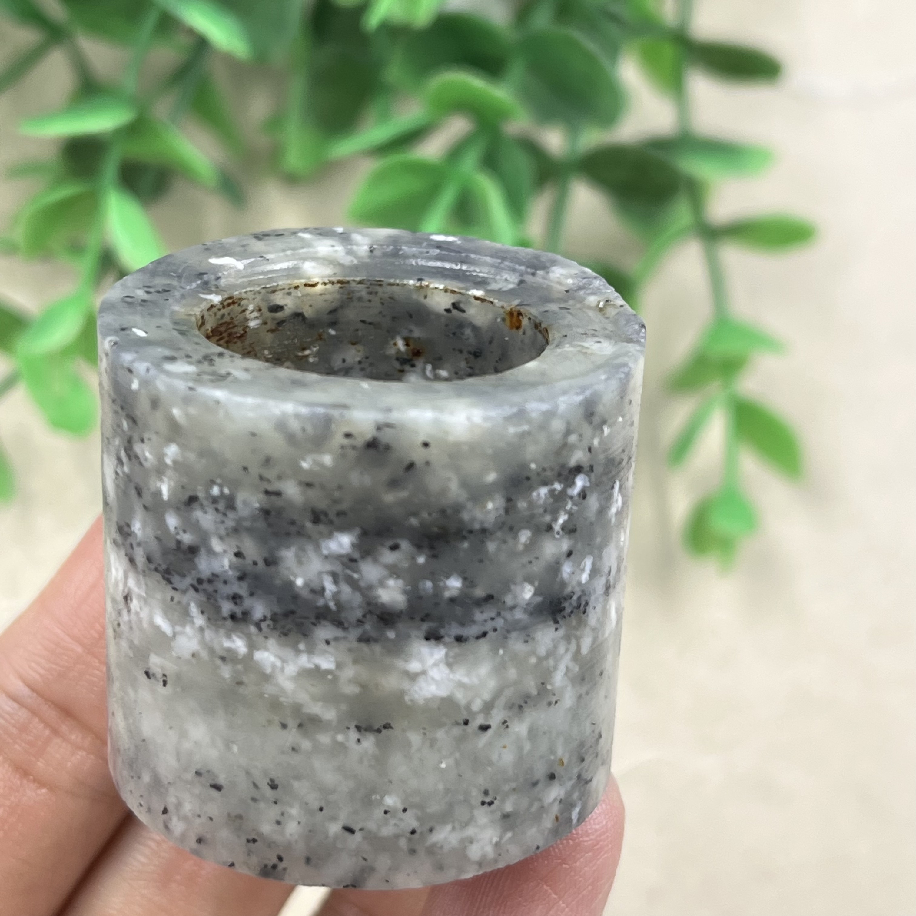 新疆和田玉点墨青花飘花高筒扳指边角料戒指圈口22指环戒圈包邮t