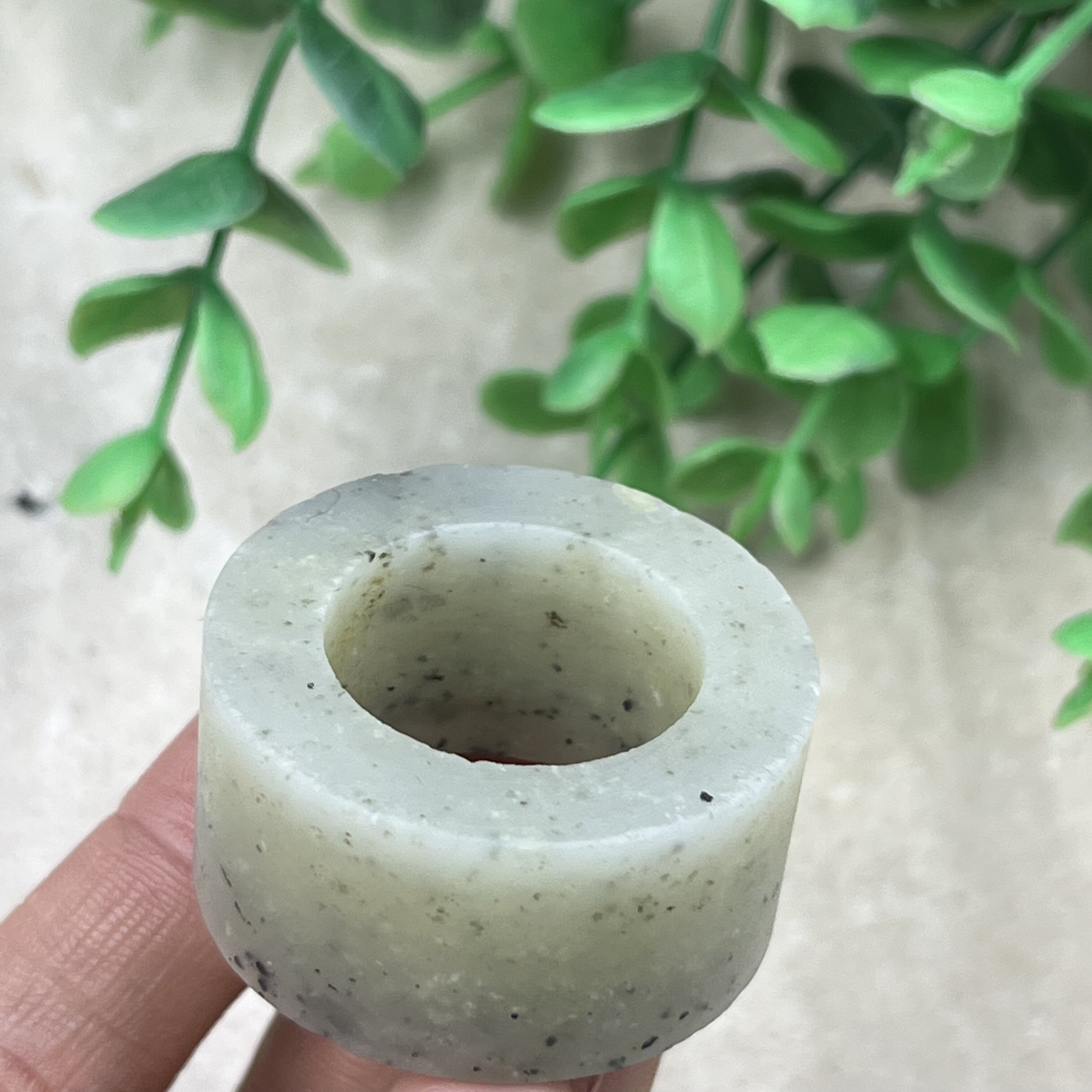 新疆和田玉青花籽点墨戒指扳指内径21圈口玉石指环圆圈边角料包邮