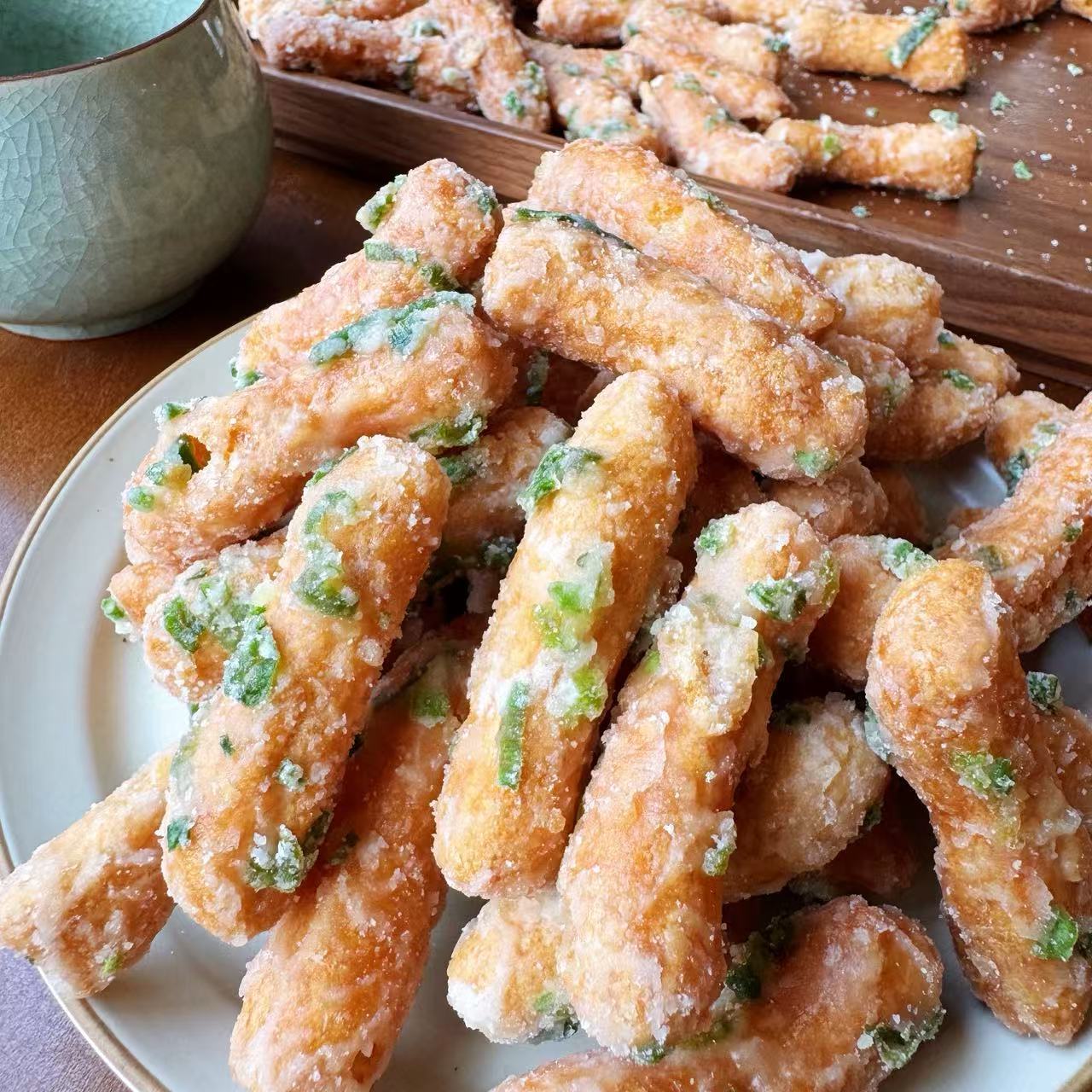 潮汕正宗手工兰花根铁钉头酥脆葱香江米条潮汕特产老味道零食小吃