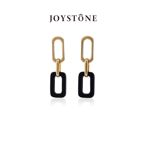 JOYSTONE欧美复古黑玛瑙链条耳环
