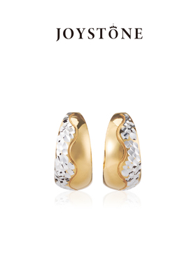 JOYSTONE 意大利简链系列双色拼接耳圈 时尚简约港风高级感耳环