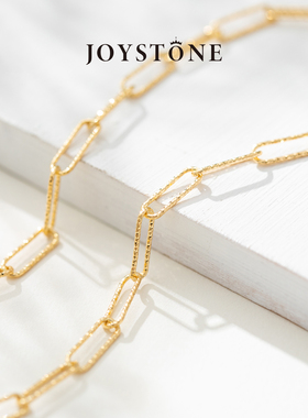 JOYSTONE意大利回形针项链设计感 18K镀金百搭锁骨链复古优雅简约