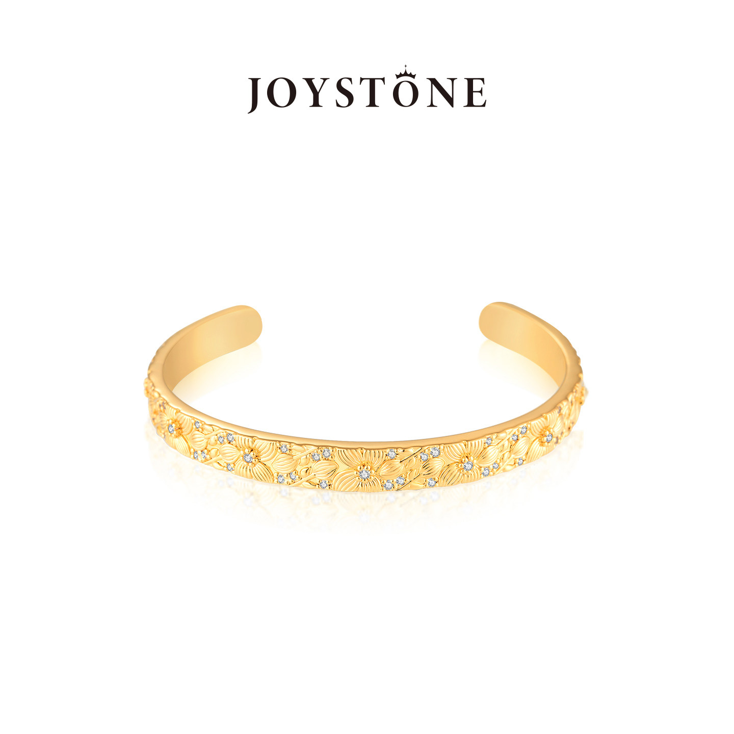 JOYSTONE风栖手镯女 欧美开口手工轻奢高级感镀金锆石手环