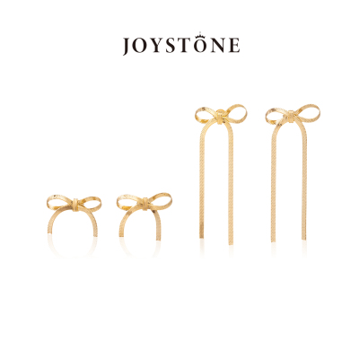 JOYSTONE意大利进口 蛇骨链蝴蝶结耳环女长款短款 925银镀金耳饰