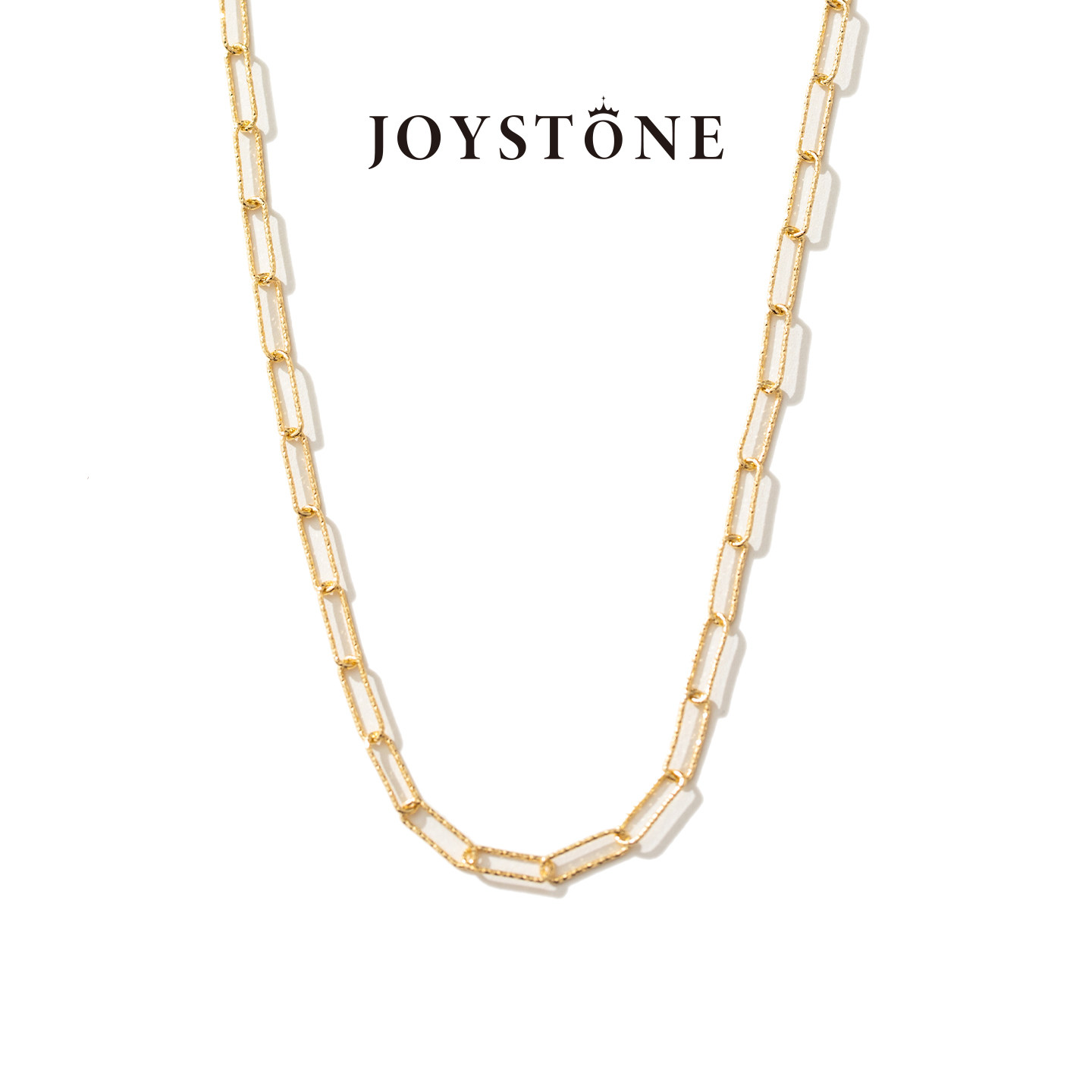 JOYSTONE意大利回形针项链设计感 18K镀金百搭锁骨链复古优雅简约