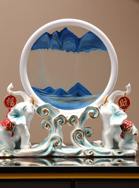 新中式财福大象流沙画摆件装饰品