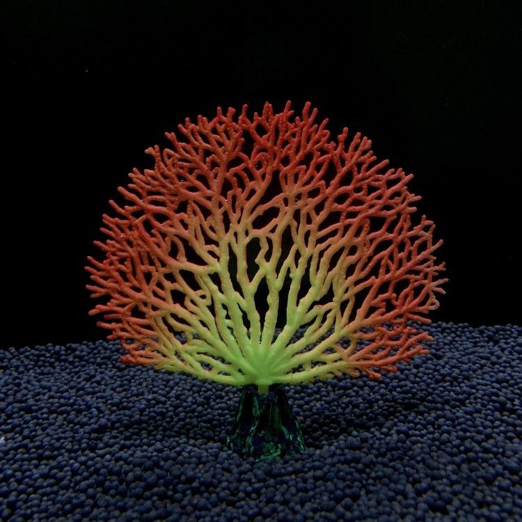 鱼缸仿真装饰品软体硅胶珊瑚树渐变色海底植物海洋水族箱造景摆件