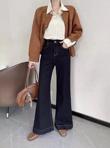 【32腰围74臀围102裤长100】高腰显瘦微喇牛仔裤