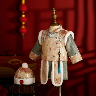 冬季 拜年服过年衣服周岁男宝宝中国风儿童汉服抓周礼服春 男童唐装