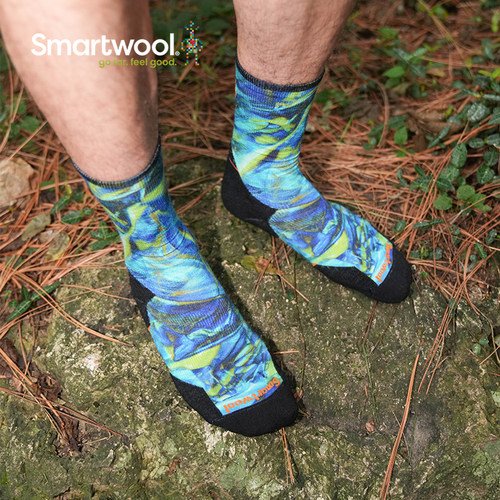 Smartwool新品男越野跑定向减震印花中筒袜美利奴羊毛户外袜2491