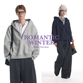 静奢高智撞色亨利宽松休闲v领连帽卫衣 加绒假两件 Unvesno