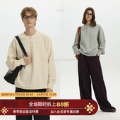 Unvesno 基础上衣秋季 华夫格宽松长袖