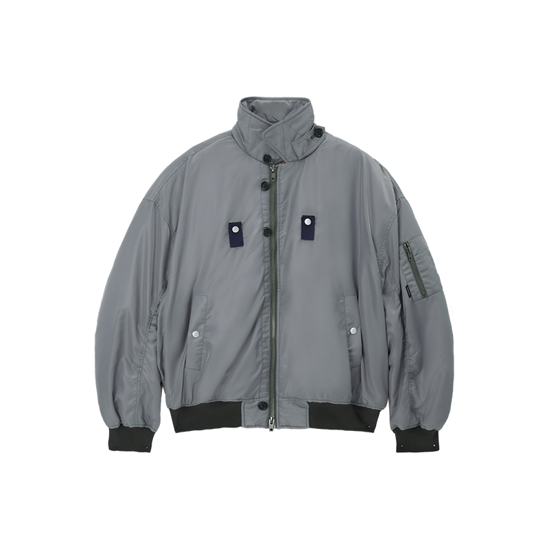 UNVESNO灰色宽松夹克棉服