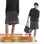 复古高级感结构弹力腰头多重褶裥设计休闲短西裤 Unvesno