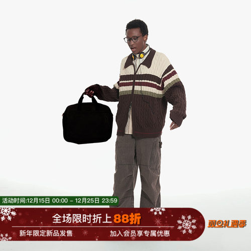 双头拉链毛衣UNVESNO毛线条纹