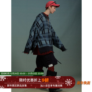 毛衣 复古格子流苏宽松休闲潮牌保暖慵懒加厚情侣装 Unvesno
