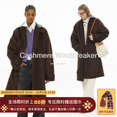 双面毛呢 Unvesno 高克重棕皮领长款 双面呢拼合外套风衣