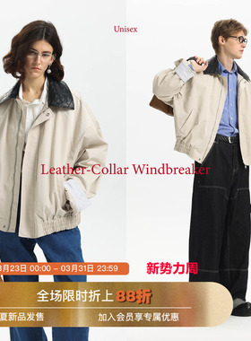 【巴恩风】Unvesno(UN)秋季“Barnfit”防泼水格纹皮革翻领夹克