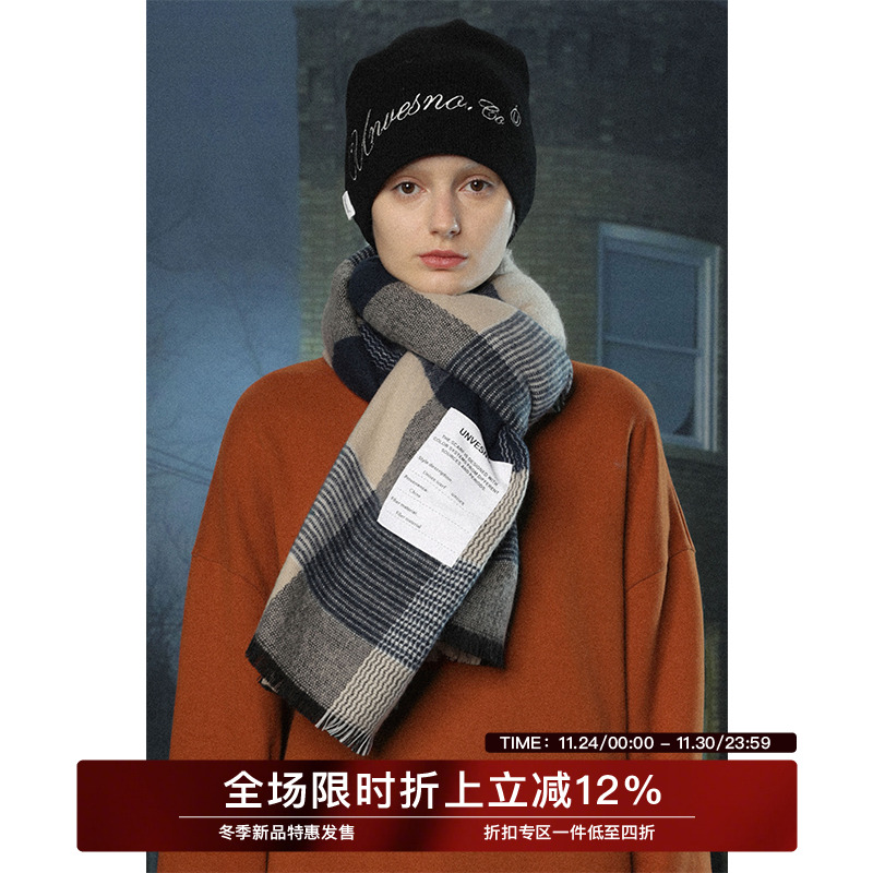 格纹围巾unvesno百搭秋冬季