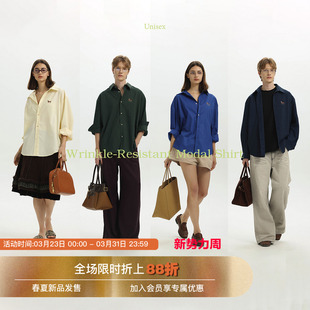 Unvesno 莫代尔8级抗皱腊肠小狗印花百搭休闲衬衫 明星同款