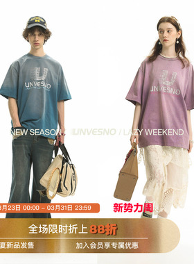 【做旧洗褪】Unvesno(UN) New Vintage运动复古炒色渐变男女款T恤