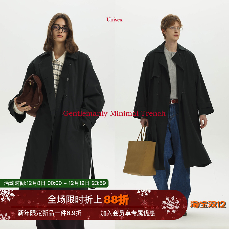 赫本绅士双排扣风衣秋季