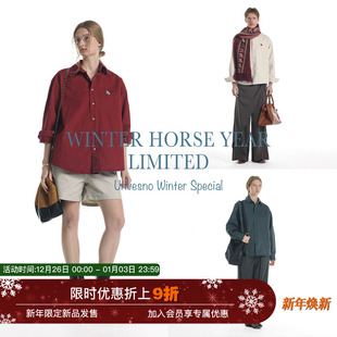 【马年限定】Unvesno(UN)做旧石磨洗褪老钱风马年刺绣磨毛衬衫