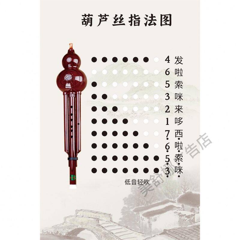 初学者葫芦丝音阶指法图墙贴海报广告纸写真贴纸装饰画自粘画