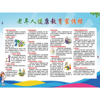 老年人健康管理20条核心信息教育素养宣传栏社区海报印制