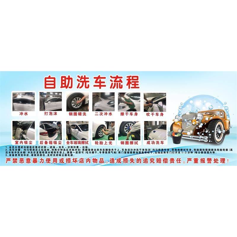 自助洗车流程海报展板自助洗车出场须知入场注意事项挂图装饰画