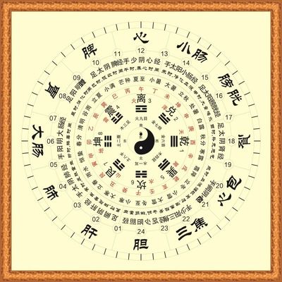 二十四山十二时辰中医五行阴阳表里虚实寒热图挂画太极八卦装饰画