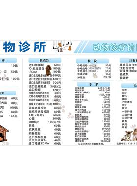 宠物店价格表设计制作猫狗护理洗护美容宠物价目表定制广告贴纸
