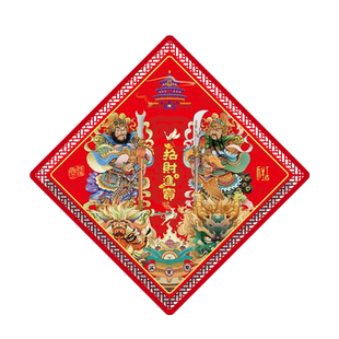 立体单门神门贴楼房入户防盗门金箔年画张飞关羽2026马年春节装饰