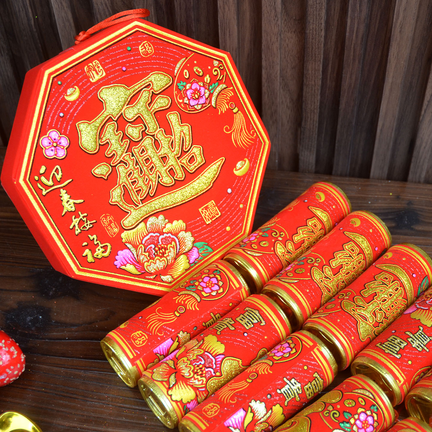 新年过年仿真鞭炮串跑着炮竹挂饰春节装饰辣椒大挂件装饰用品